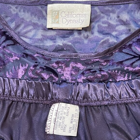 Vintage California Dynasty Short Pajama Set Size Medium Velvet Crushed Velvet - Picture 12 of 13